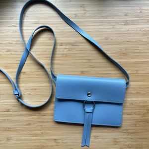 Blue faux leather crossbody bag